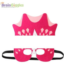 Brain Giggles Dinosaur Felt Masks, Dino Theme Birthday Party Costume Mask For Kids, Pink