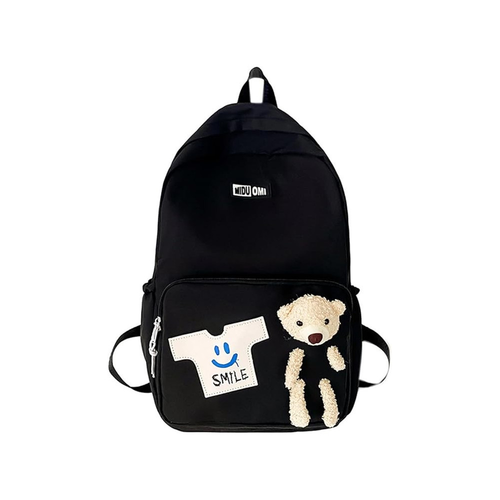 Brain Giggles Middle Student School Bags For Girls Teenager Sweet Cute Bear Oxford Backpack, Black