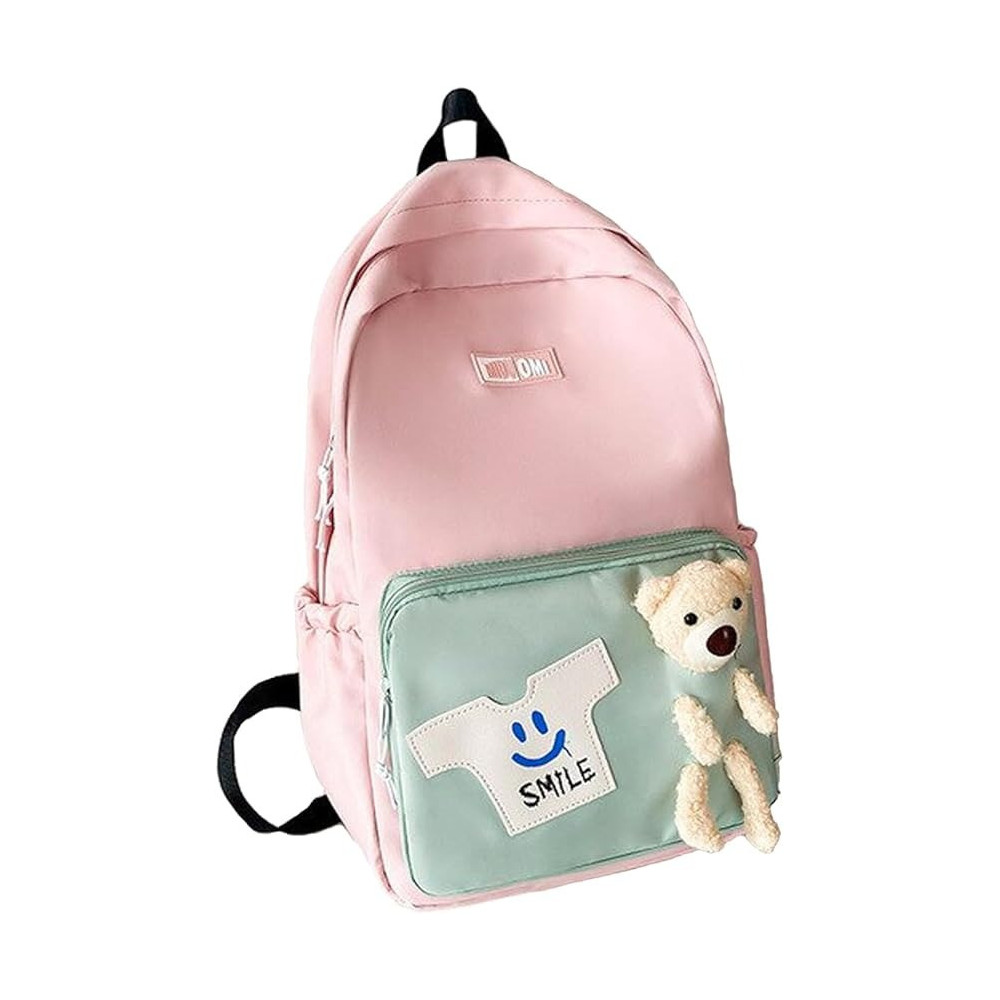 Brain Giggles Middle Student School Bags For Girls Teenager Sweet Cute Bear Oxford Backpack, Pink