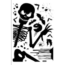 Brain Giggles Ghost Monster Shadow Window Wall Sticker Giant Ghost Witch Skeleton Decal Decor For Halloween Decorations (Black-Skeleton Sticker)