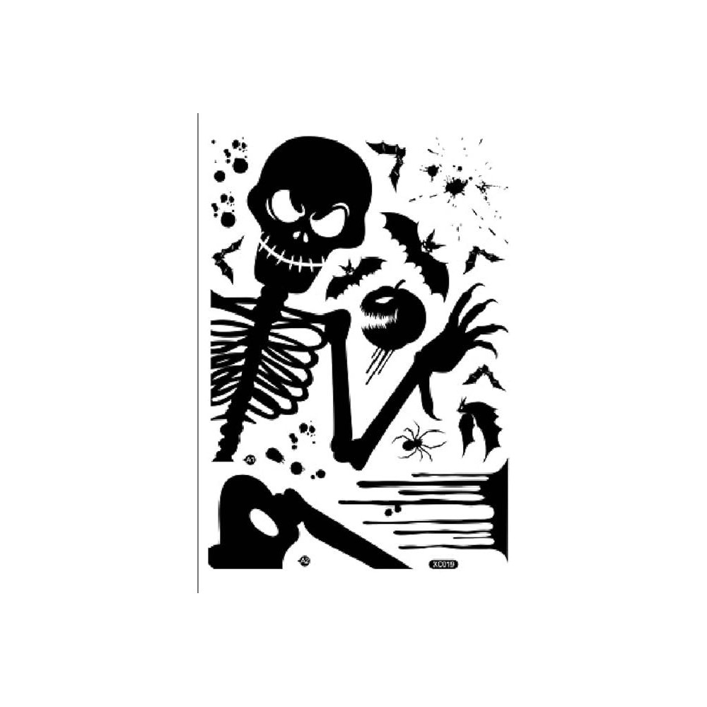 Brain Giggles Ghost Monster Shadow Window Wall Sticker Giant Ghost Witch Skeleton Decal Decor For Halloween Decorations (Black-Skeleton Sticker)