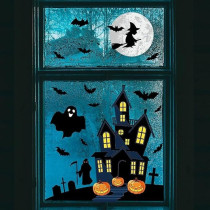 Brain Giggles Ghost Monster Shadow Window Wall Sticker Giant Ghost Witch Skeleton Decal Decor For Halloween Decorations (Black-Skeleton Sticker)