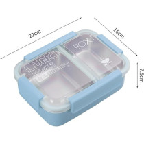 Brain Giggles Stainless Steel 2 Compartments Bento Lunch Box With Removable Inner Tray, Insulated, Leak Proof Bento Box For Kids, Adults, Blue