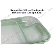 Brain Giggles Stainless Steel 2 Compartments Bento Lunch Box With Removable Inner Tray, Insulated, Leak Proof Bento Box For Kids, Adults, Green