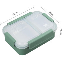 Brain Giggles Stainless Steel 2 Compartments Bento Lunch Box With Removable Inner Tray, Insulated, Leak Proof Bento Box For Kids, Adults, Green