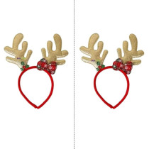 Brain Giggles Christmas Reindeer Antler Headband For Girls, Christmas Holiday Season Party Events, Gold