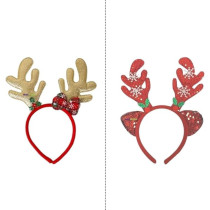 Brain Giggles Christmas Reindeer Antler Headband For Girls Kid, Christmas Holiday Season Party Events, Gold/Green