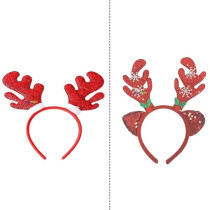 Brain Giggles Christmas Reindeer Antler Headband For Girls Kid Christmas Holiday Season Party Events, Green/Red