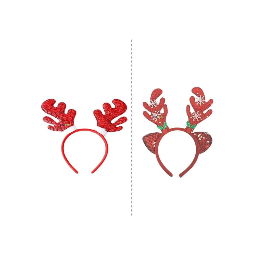 Brain Giggles Christmas Reindeer Antler Headband For Girls Kid Christmas Holiday Season Party Events, Green/Red