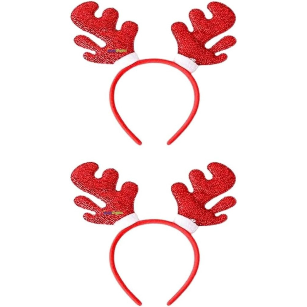 Brain Giggles Christmas Reindeer Antler Headband For Girls Kid Christmas Holiday Season Party Events, Red