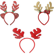 Brain Giggles Christmas Reindeer Antler Headband For Girls Kid Christmas Holiday Season Party Events, Gold/Red/Green