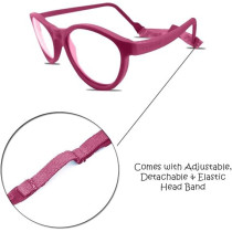 Kids Eyeglasses With Adjustable Strap And Hard Case, Unbreakable, Durable, Flexible Frames, Cr-01, Fushia