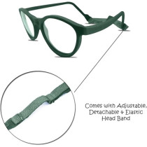 Kids Eyeglasses With Adjustable Strap And Hard Case, Unbreakable, Durable, Flexible Frames, Cr-01, Green