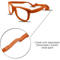 Kids Eyeglasses With Adjustable Strap And Hard Case, Unbreakable, Durable, Flexible Frames, Cr-01, Orange