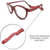 Kids Eyeglasses With Adjustable Strap And Hard Case, Unbreakable, Durable, Flexible Frames, Cr-01, Red