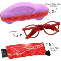 Kids Eyeglasses With Adjustable Strap And Hard Case, Unbreakable, Durable, Flexible Frames, Cr-01, Red