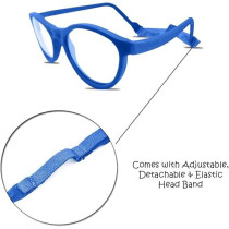 Kids Eyeglasses With Adjustable Strap And Hard Case, Unbreakable, Durable, Flexible Frames, Cr-01, Blue