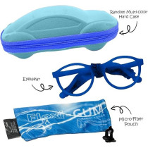 Kids Eyeglasses With Adjustable Strap And Hard Case, Unbreakable, Durable, Flexible Frames, Cr-01, Blue