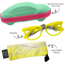 Kids Eyeglasses With Adjustable Strap And Hard Case, Unbreakable, Durable, Flexible Frames, Cr-01, Yellow
