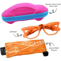 Kids Eyeglasses With Adjustable Strap And Hard Case, Unbreakable, Durable, Flexible Frames, Cr-03, Orange