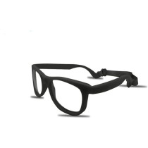 Kids Eyeglasses With Adjustable Strap And Hard Case, Unbreakable, Durable, Flexible Frames, Cr-04, Black