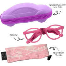 Kids Eyeglasses With Adjustable Strap And Hard Case, Unbreakable, Durable, Flexible Frames, Cr-04, Fushia