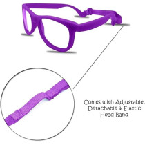 Kids Eyeglasses With Adjustable Strap And Hard Case, Unbreakable, Durable, Flexible Frames, Cr-04, Lilac