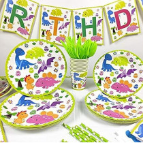 Brain Giggles Dinosaur Birthday Party Supplies Tableware Set For 16