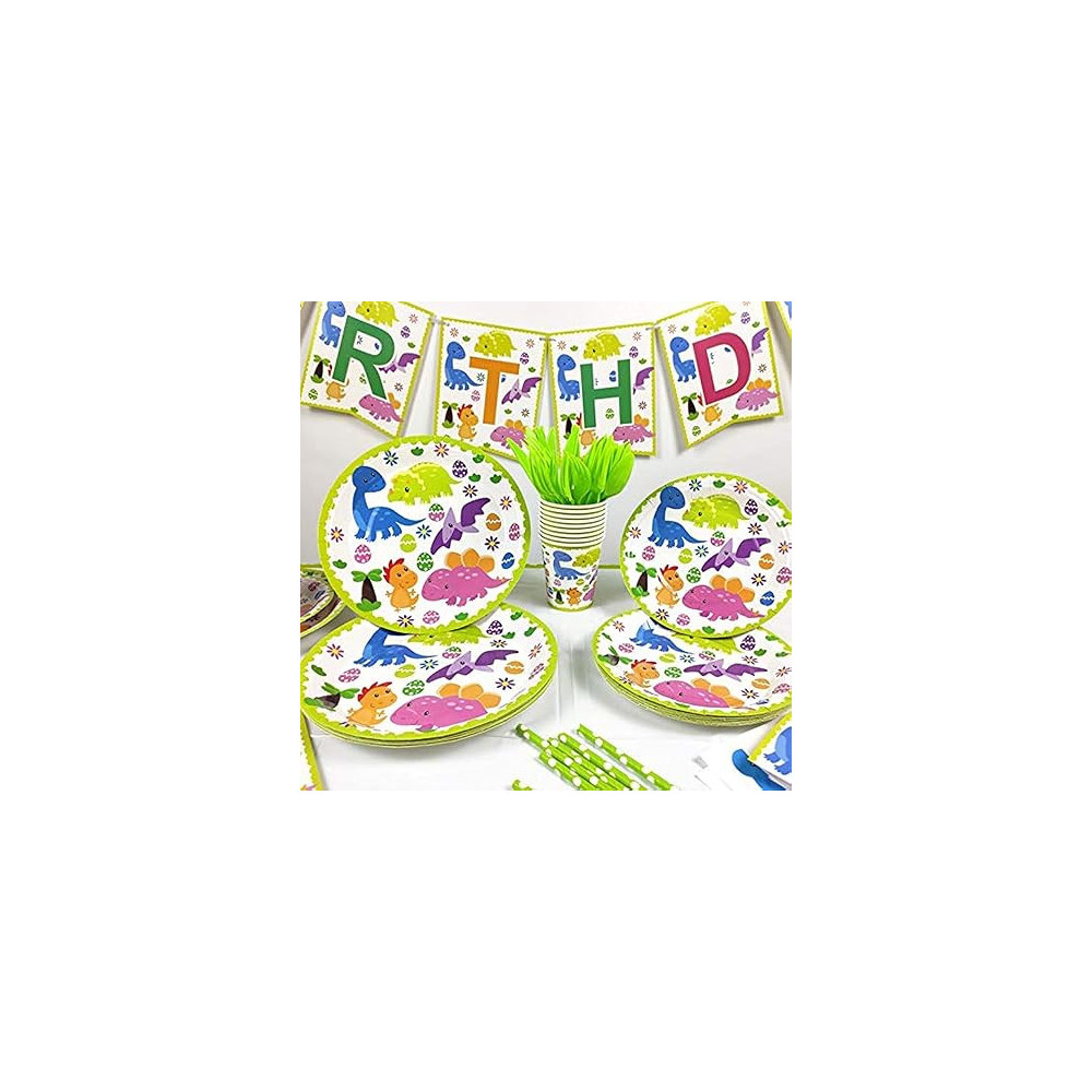 Brain Giggles Dinosaur Birthday Party Supplies Tableware Set For 16