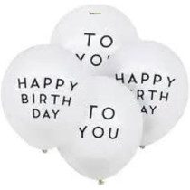 Brain Giggles Happy Birthday And To You Prints 12-Inch Latex Balloon, 16 Pieces