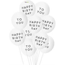 Brain Giggles Happy Birthday And To You Prints 12-Inch Latex Balloon, 16 Pieces
