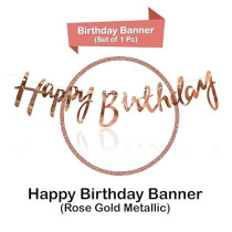 Brain Giggles Metallic Happy Birthday Banner For Birthday Decorations, Rose Gold