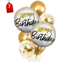 Brain Giggles Printed Balloons Birthday Decoration, 7 Pieces, Gold