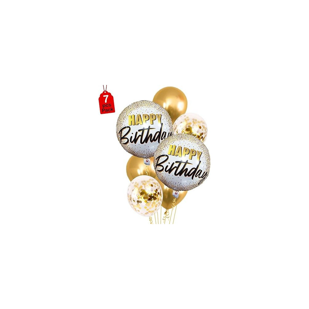 Brain Giggles Printed Balloons Birthday Decoration, 7 Pieces, Gold
