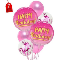 Brain Giggles Printed Balloons Birthday Decoration, 7 Pieces, Pink