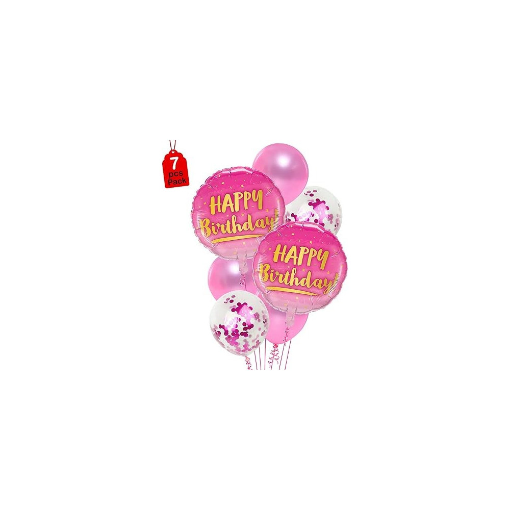 Brain Giggles Printed Balloons Birthday Decoration, 7 Pieces, Pink