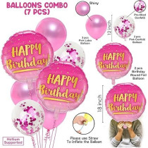 Brain Giggles Printed Balloons Birthday Decoration, 7 Pieces, Pink