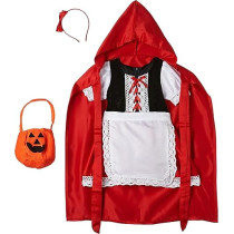 Jade Riding Hood Costume For Girls, White And Red, Medium
