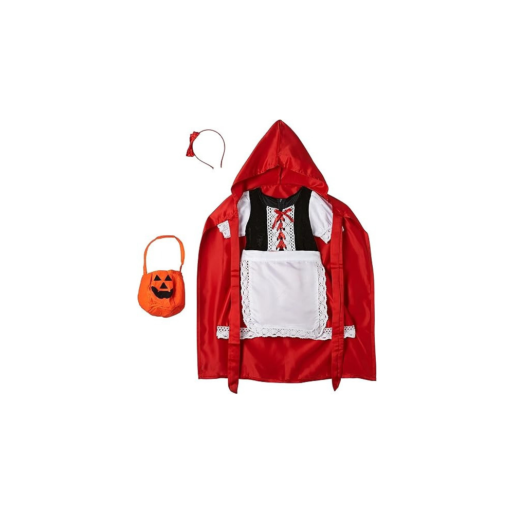 Jade Riding Hood Costume For Girls, White And Red, Medium