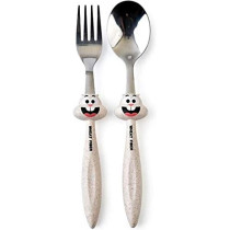 Jade 2 Pieces Bunny Kid’s Stainless Steel Bunny Spoon And Fork Set, Beige