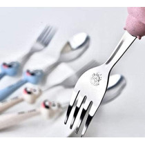 Jade 2 Pieces Bunny Kid’s Stainless Steel Bunny Spoon And Fork Set, Beige