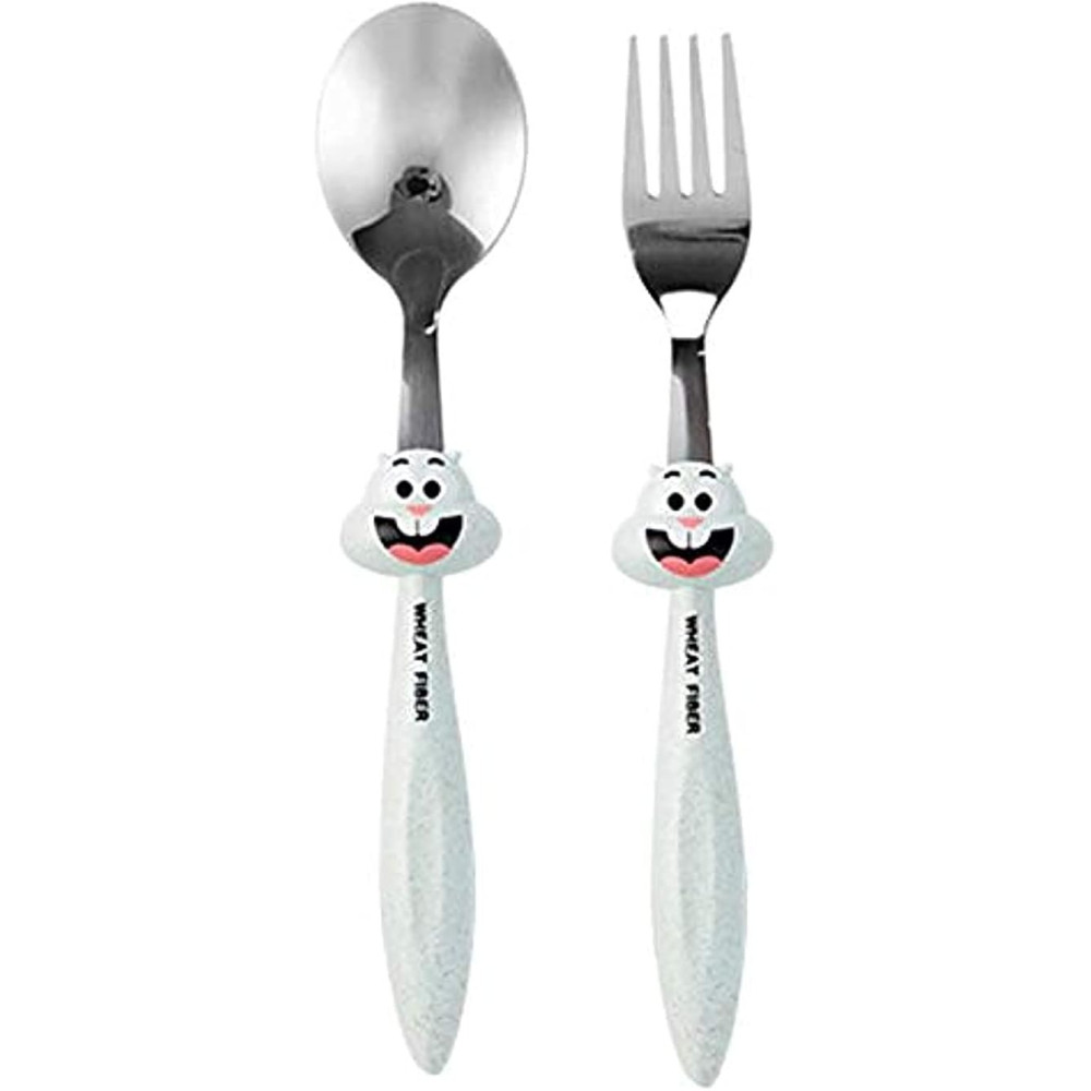 Jade 2 Pieces Bunny Kid’s Stainless Steel Bunny Spoon And Fork Set, Green