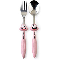 Jade 2 Pieces Bunny Kid’s Stainless Steel Bunny Spoon And Fork Set, Pink