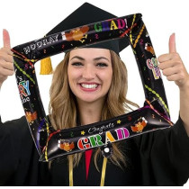 Brain Giggles Graduation Photo Booth Selfie Frame, Black