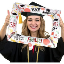 Brain Giggles Graduation Photo Booth Selfie Frame, White