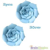 Brain Giggles 2 Pieces 3D Paper Flower Decoration For Wedding Birthday Home Party Celebration, Blue