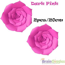 Brain Giggles 2 Pieces 3D Paper Flower Decoration For Wedding Birthday Home Party Celebration, Dark Pink