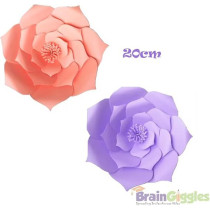 Brain Giggles 2 Pieces Light Pink And Purple DIY Rose 3D Paper Flower Decoration For Wedding Birthday Home Party Celebration