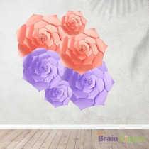Brain Giggles 2 Pieces Light Pink And Purple DIY Rose 3D Paper Flower Decoration For Wedding Birthday Home Party Celebration