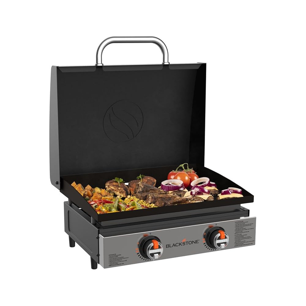 Blackstone 22 Inch Tabletop Griddle With Dual H Burners, Adjustable Hight And Stainless Steel Front Panel